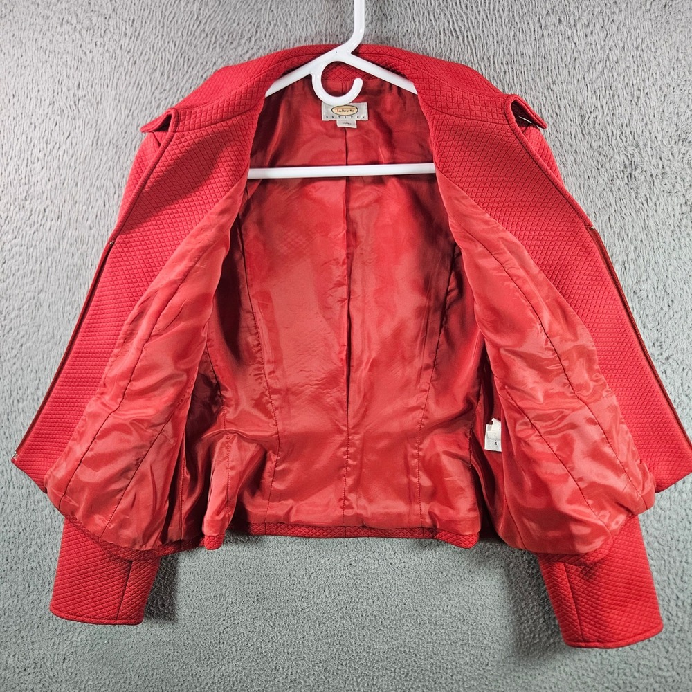 Talbots Petites Red Quilted Zip Front Blazer Jacket Women's Size 14 - Picture 4 of 13